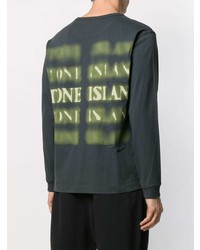 dunkelgraues bedrucktes Langarmshirt von Stone Island