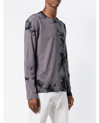 dunkelgraues bedrucktes Langarmshirt von Helmut Lang