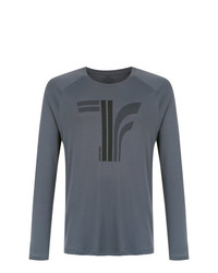 dunkelgraues bedrucktes Langarmshirt von Track & Field