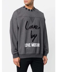 dunkelgraues bedrucktes Sweatshirt von Love Moschino