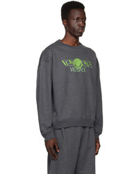 dunkelgraues bedrucktes Sweatshirt von Versace