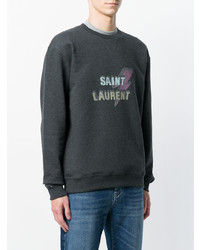 dunkelgraues bedrucktes Sweatshirt von Saint Laurent