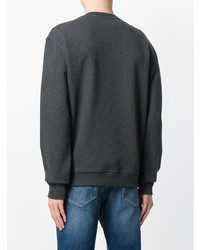 dunkelgraues bedrucktes Sweatshirt von Saint Laurent
