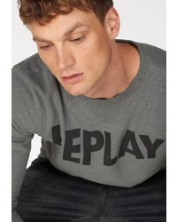 dunkelgraues bedrucktes Sweatshirt von Replay