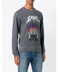 dunkelgraues bedrucktes Sweatshirt von Zadig & Voltaire