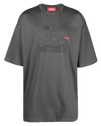 dunkelgraues bedrucktes T-Shirt mit einem Rundhalsausschnitt von 032c