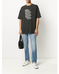 dunkelgraues bedrucktes T-Shirt mit einem Rundhalsausschnitt von Ksubi