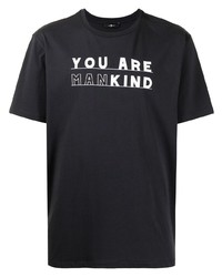dunkelgraues bedrucktes T-Shirt mit einem Rundhalsausschnitt von 7 For All Mankind