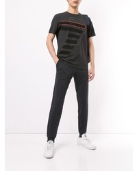 dunkelgraues bedrucktes T-Shirt mit einem Rundhalsausschnitt von Ea7 Emporio Armani