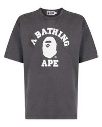 dunkelgraues bedrucktes T-Shirt mit einem Rundhalsausschnitt von A Bathing Ape