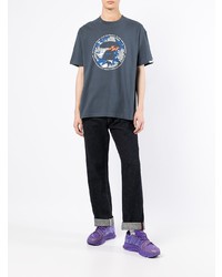 dunkelgraues bedrucktes T-Shirt mit einem Rundhalsausschnitt von AAPE BY A BATHING APE