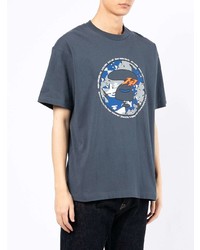 dunkelgraues bedrucktes T-Shirt mit einem Rundhalsausschnitt von AAPE BY A BATHING APE