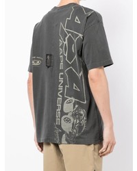 dunkelgraues bedrucktes T-Shirt mit einem Rundhalsausschnitt von AAPE BY A BATHING APE