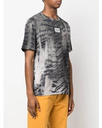 dunkelgraues bedrucktes T-Shirt mit einem Rundhalsausschnitt von Just Cavalli