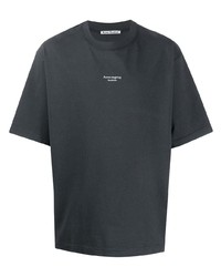 dunkelgraues bedrucktes T-Shirt mit einem Rundhalsausschnitt von Acne Studios