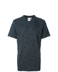 dunkelgraues bedrucktes T-Shirt mit einem Rundhalsausschnitt von adidas
