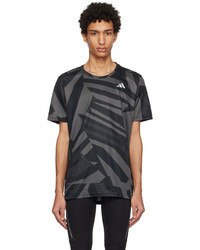 dunkelgraues bedrucktes T-Shirt mit einem Rundhalsausschnitt von adidas Originals