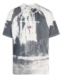 dunkelgraues bedrucktes T-Shirt mit einem Rundhalsausschnitt von Alexander Wang