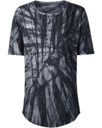 dunkelgraues bedrucktes T-Shirt mit einem Rundhalsausschnitt von Alexandre Plokhov