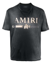 dunkelgraues bedrucktes T-Shirt mit einem Rundhalsausschnitt von Amiri