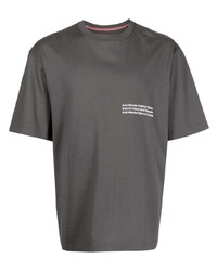 dunkelgraues bedrucktes T-Shirt mit einem Rundhalsausschnitt von And Wander