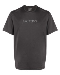 dunkelgraues bedrucktes T-Shirt mit einem Rundhalsausschnitt von Arc'teryx