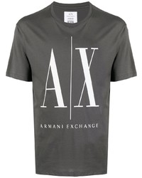 dunkelgraues bedrucktes T-Shirt mit einem Rundhalsausschnitt von Armani Exchange