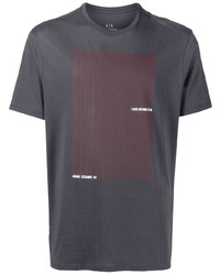dunkelgraues bedrucktes T-Shirt mit einem Rundhalsausschnitt von Armani Exchange
