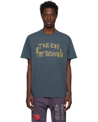 dunkelgraues bedrucktes T-Shirt mit einem Rundhalsausschnitt von Awake NY