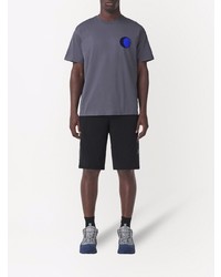 dunkelgraues bedrucktes T-Shirt mit einem Rundhalsausschnitt von Burberry