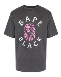 dunkelgraues bedrucktes T-Shirt mit einem Rundhalsausschnitt von BAPE BLACK *A BATHING APE®