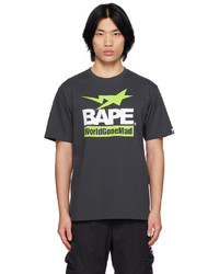 dunkelgraues bedrucktes T-Shirt mit einem Rundhalsausschnitt von BAPE