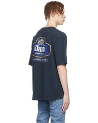 dunkelgraues bedrucktes T-Shirt mit einem Rundhalsausschnitt von Rhude