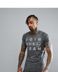 dunkelgraues bedrucktes T-Shirt mit einem Rundhalsausschnitt von BLEND