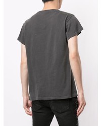 dunkelgraues bedrucktes T-Shirt mit einem Rundhalsausschnitt von MadeWorn