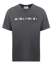 dunkelgraues bedrucktes T-Shirt mit einem Rundhalsausschnitt von Blood Brother