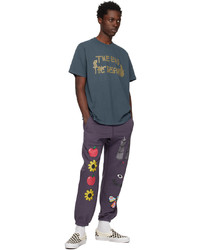 dunkelgraues bedrucktes T-Shirt mit einem Rundhalsausschnitt von Awake NY