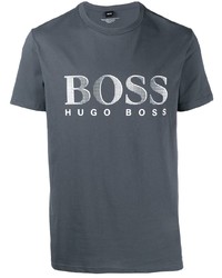 dunkelgraues bedrucktes T-Shirt mit einem Rundhalsausschnitt von BOSS HUGO BOSS