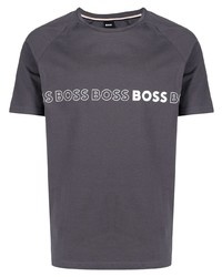 dunkelgraues bedrucktes T-Shirt mit einem Rundhalsausschnitt von BOSS