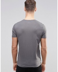 dunkelgraues bedrucktes T-Shirt mit einem Rundhalsausschnitt von Asos