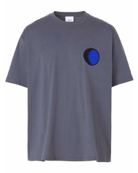 dunkelgraues bedrucktes T-Shirt mit einem Rundhalsausschnitt von Burberry
