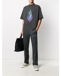 dunkelgraues bedrucktes T-Shirt mit einem Rundhalsausschnitt von Palm Angels