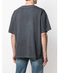 dunkelgraues bedrucktes T-Shirt mit einem Rundhalsausschnitt von Maison Margiela