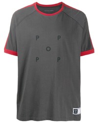 dunkelgraues bedrucktes T-Shirt mit einem Rundhalsausschnitt von Camper