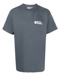 dunkelgraues bedrucktes T-Shirt mit einem Rundhalsausschnitt von Carhartt WIP