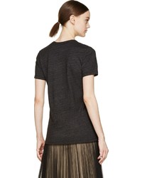 dunkelgraues bedrucktes T-Shirt mit einem Rundhalsausschnitt von Rodarte