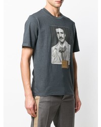 dunkelgraues bedrucktes T-Shirt mit einem Rundhalsausschnitt von Loewe