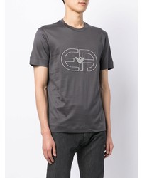 dunkelgraues bedrucktes T-Shirt mit einem Rundhalsausschnitt von Emporio Armani