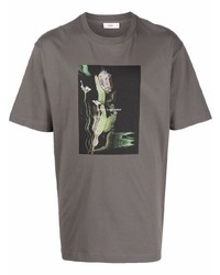 dunkelgraues bedrucktes T-Shirt mit einem Rundhalsausschnitt von Closed
