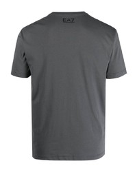 dunkelgraues bedrucktes T-Shirt mit einem Rundhalsausschnitt von Ea7 Emporio Armani